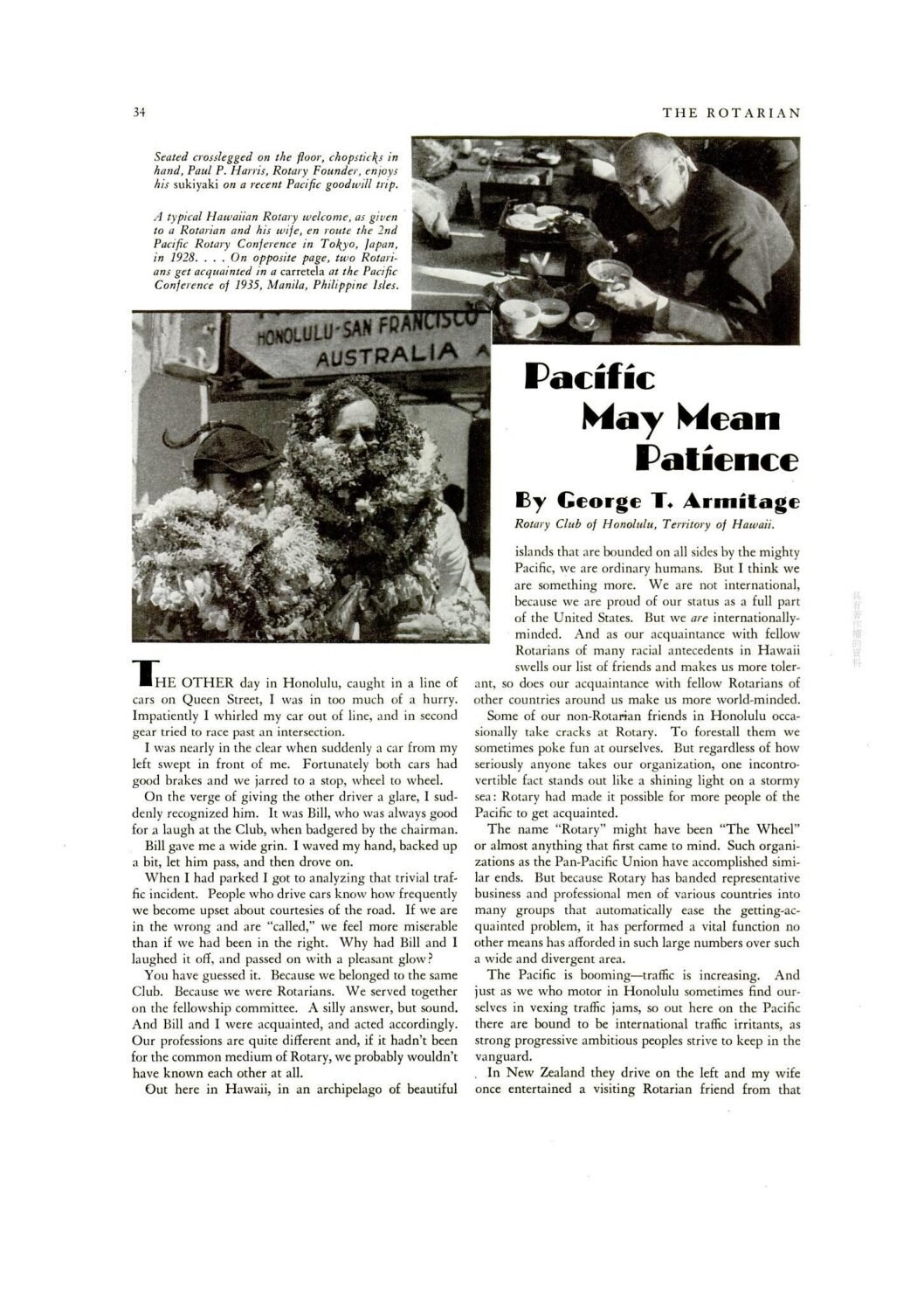 Pacific Rotary Conference 1936, Honolulu, Hawaii